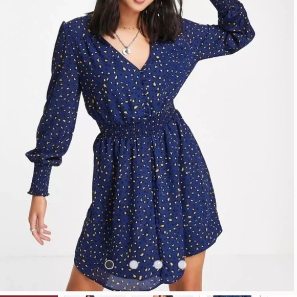 BB Dakota Cheetah Pray Love Long Sleeve Mini Holiday‎ Dress, Midnight Small,​​ - Picture 3 of 15
